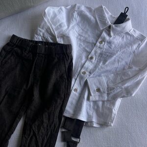 Noralee White Button-Up Shirt and Black Pants Set